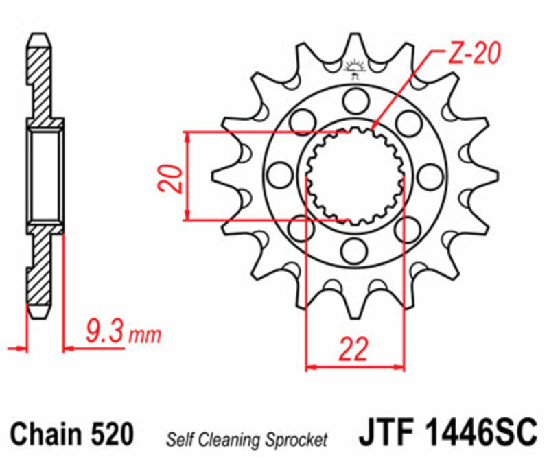 Pignon JT SPROCKETS Acier Self-Cleaning 1446 - 520 KAWAZAKI 250KXF