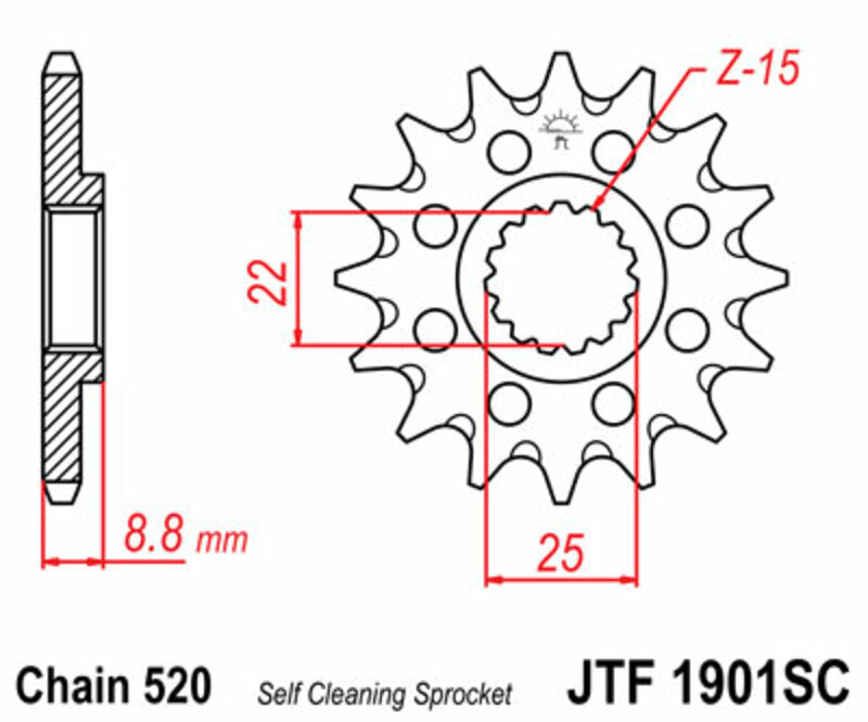 Pignon JT SPROCKETS Acier Self-Cleaning 1901 -  520 KTM GASGAS HUSQVARNA