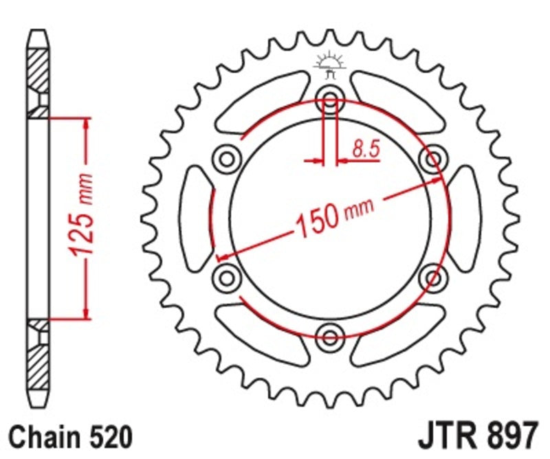 Couronne JT SPROCKETS Acier Anti boue - 520 KTM GASGAS HUSQVARNA