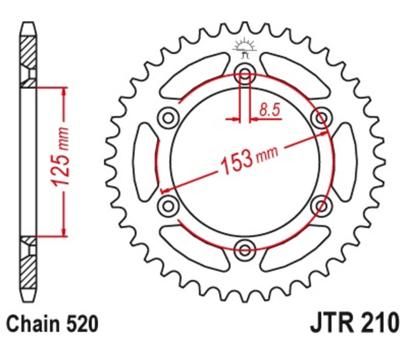 Couronne JT SPROCKETS Acier anti-boue - 520 honda cr/crf 1990 à 2026